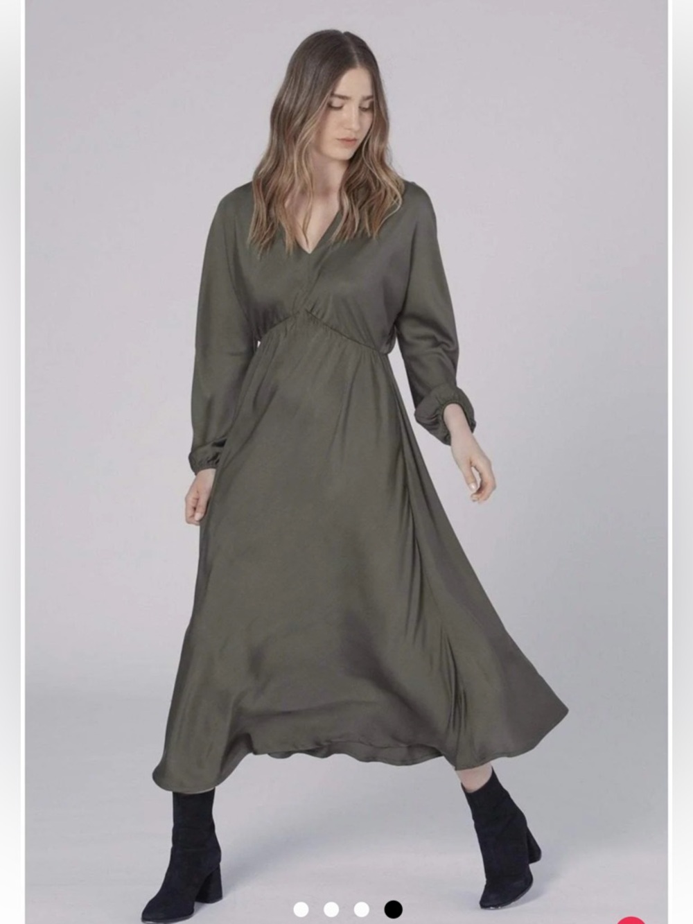 Neu Nomads Helena Dress Olive Green Women’s Size Small Relaxed Fit Midi Dress